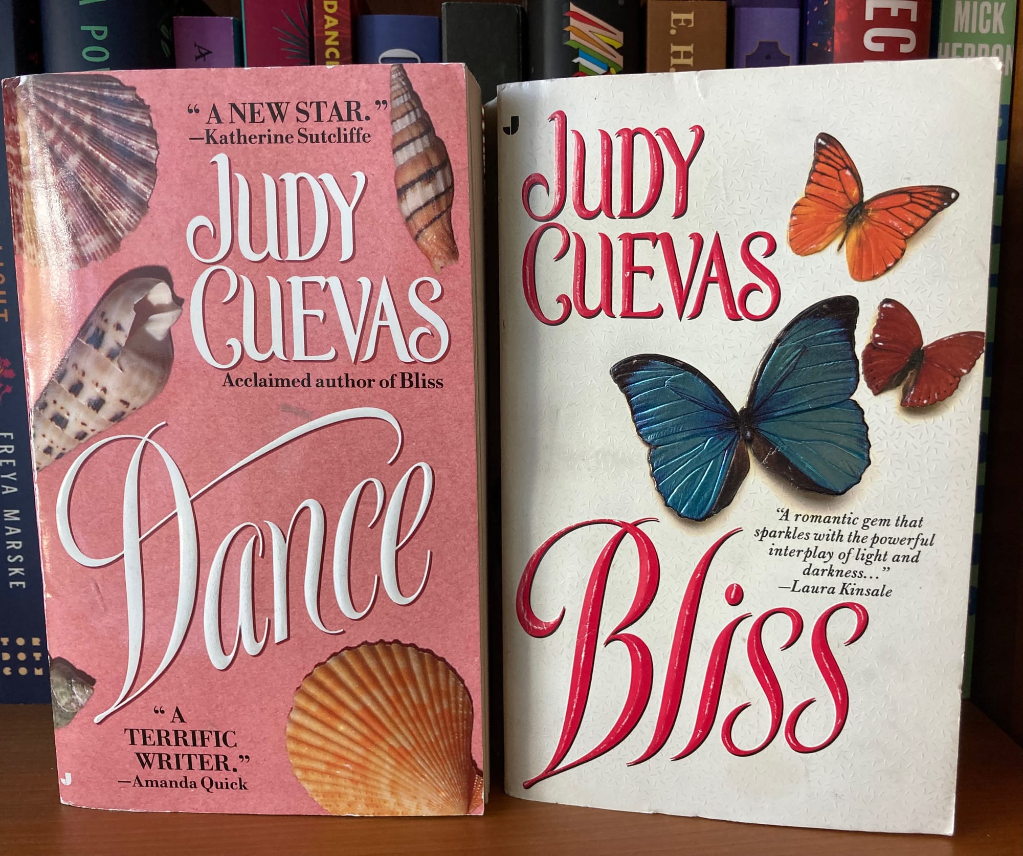 a photo of two paperbacks, Dance and Bliss by Judy Cuevas