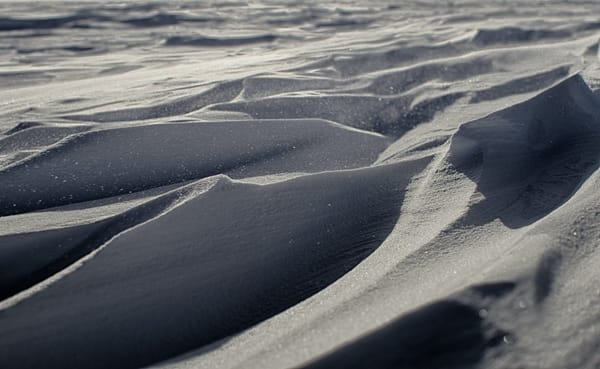 An image of sastrugi from NOAA: dune-like ridges in snow and ice.